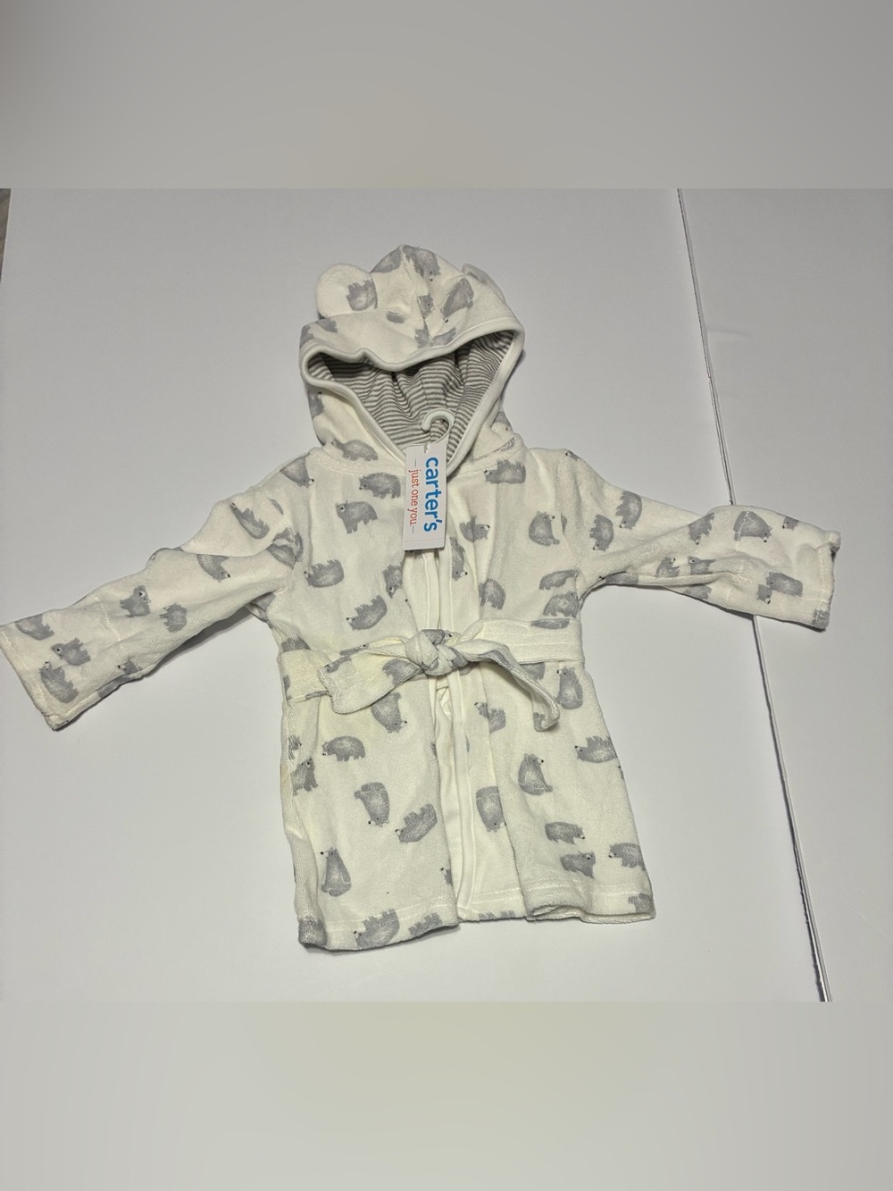 Carter's Just One You Baby Hooded Bath Robe Polar Bear 0-9M NWT"